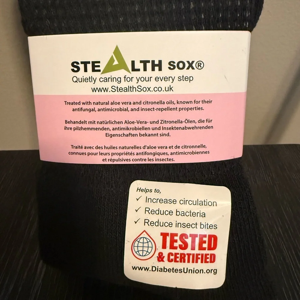 Stealth Sox Medical Extra Wide Black Diabetic Socks 3 Pack Size Men’s US 9-11